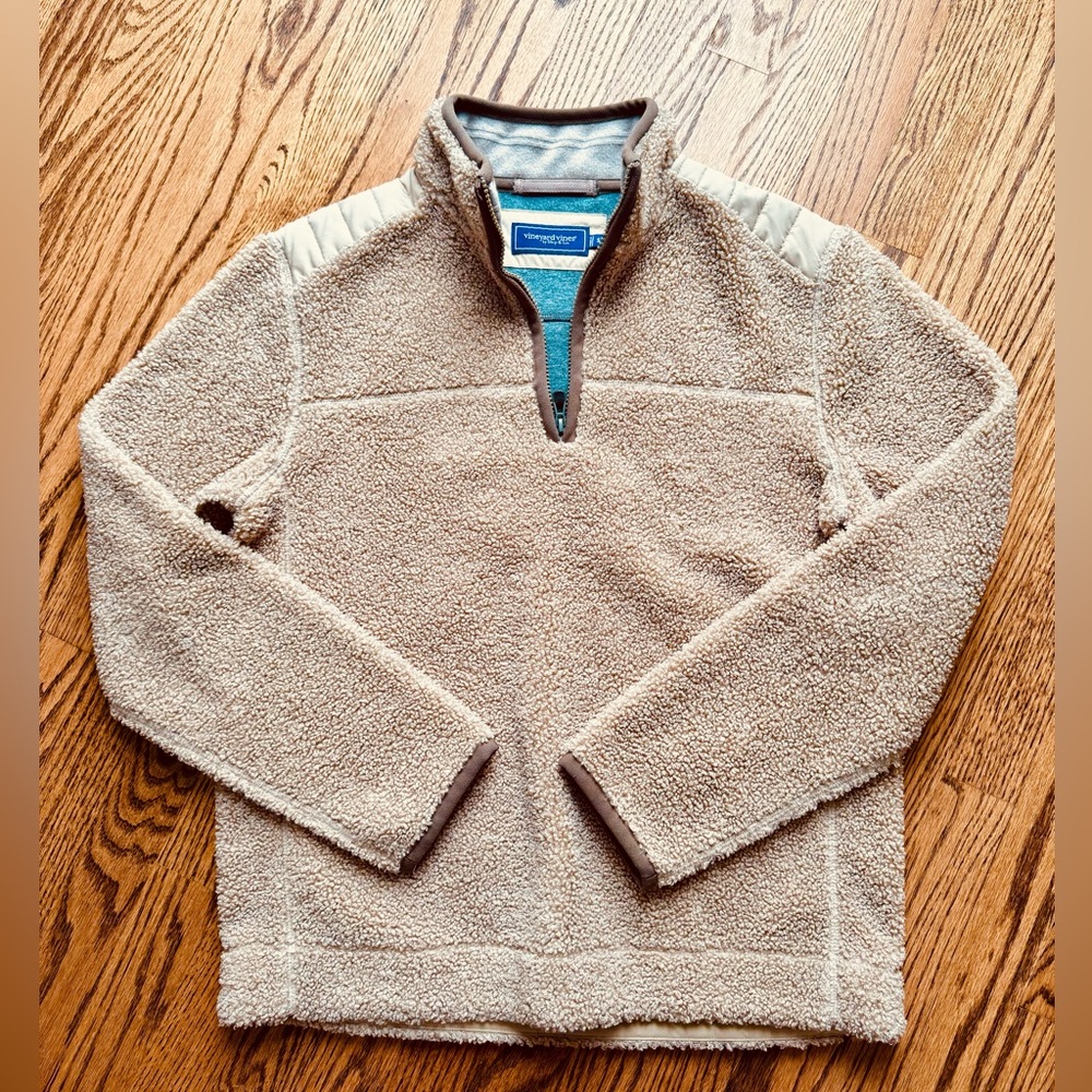 Vineyard Vines Nantucket  Men's Tan Quarter Zip Sherpa